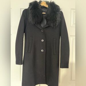 Removable Black Fur Collar Women's Coat